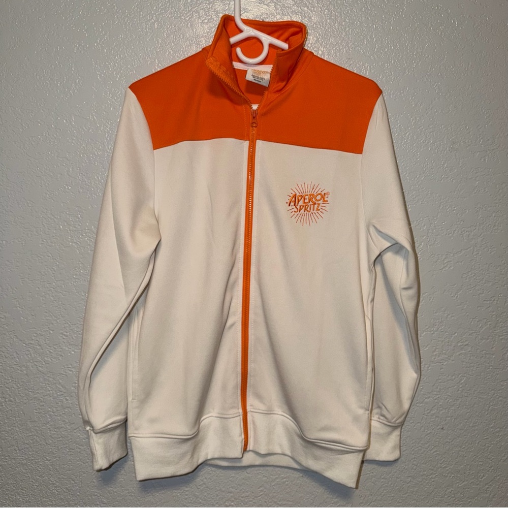 Men's Aperol Spritz Orange and White Lightweight Zip-Up Jacket